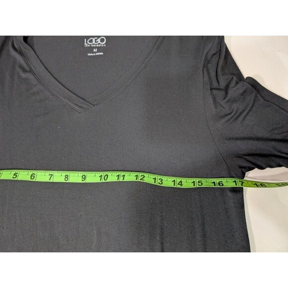 LOGO Lori Goldstein Women M Pullover Tunic Top Black Long Sleeves Pockets 127 - Picture 7 of 7